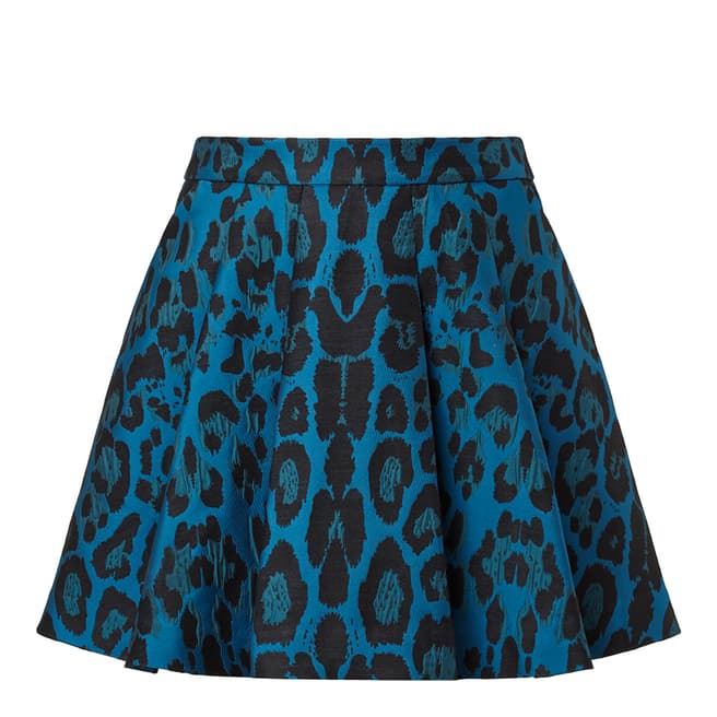 Alice by Temperley Blue Leopard Fabienne Skater Skirt