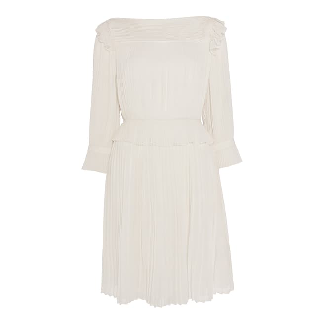 Alice by Temperley Cream Rose Pleated Dress