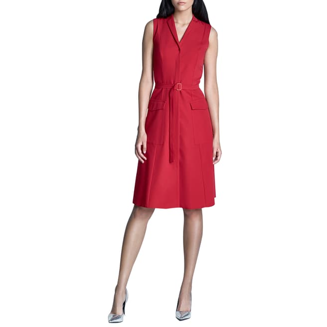 Nife Red Mid Length V Neck Dress