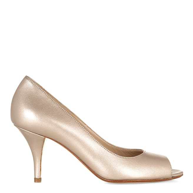 Hobbs London Light Gold Arletta Peep Toe Court Shoes