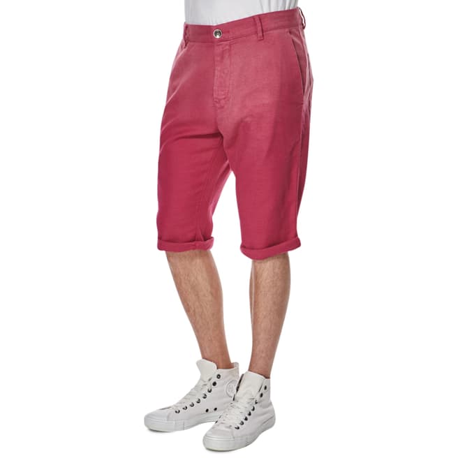 Hugo Boss Deep Pink Stimo Cotton Blend Tapered Fit Shorts
