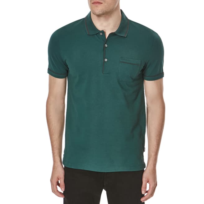 Hugo Boss Dark Green Ancona  Slim Fit Cotton Polo Shirt