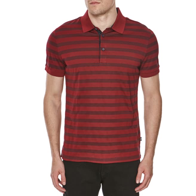 Hugo Boss Red/Black Horizontal Stripe Cotton Polo Shirt