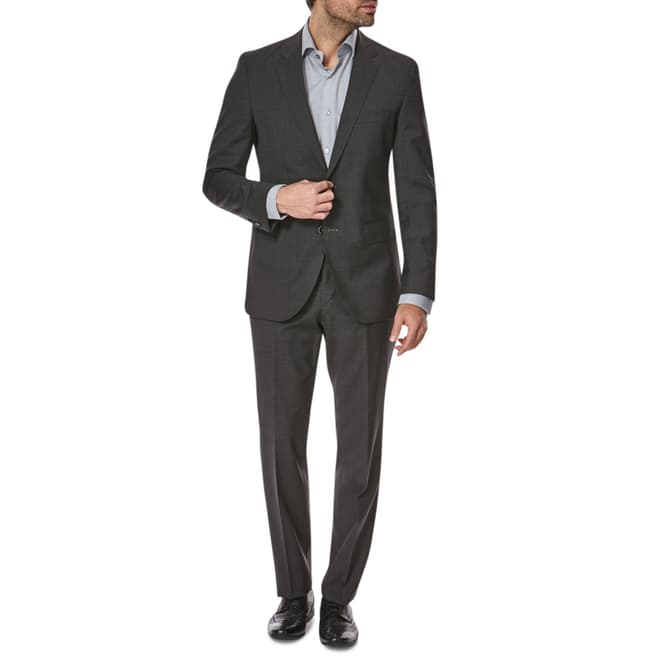 Hugo Boss Charcoal The Keys Check Virgin Wool Blend Stretch Two Piece Suit