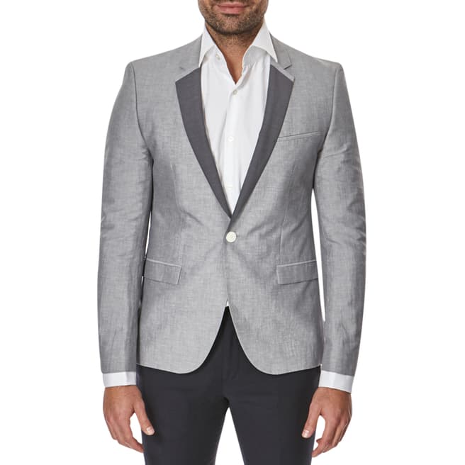 Hugo Boss Pale Grey Att Linen/Cotton Blend Jacket