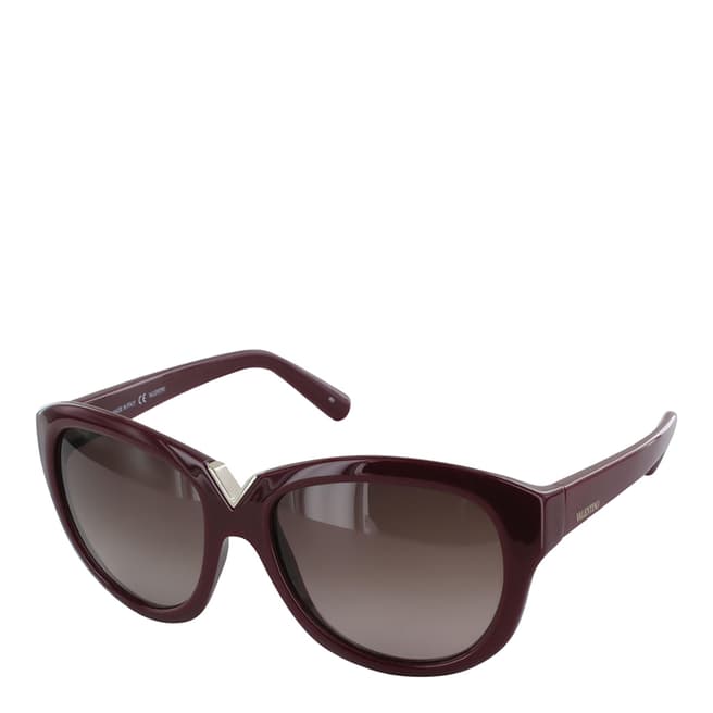 Valentino Women's Deep Red V Oval Sunglasses