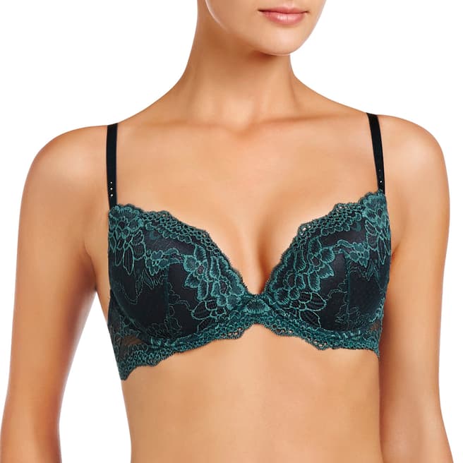 Pleasure State My Fit Pine Green My Fit Lace Push Up Plunge Bra