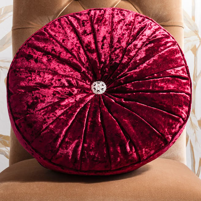 Gallery Living Red Loire Round Velvet Cushion 40x40cm