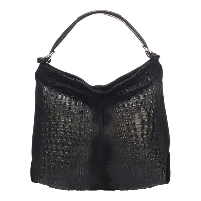 Giulia Massari Black Leather Weekend Bag