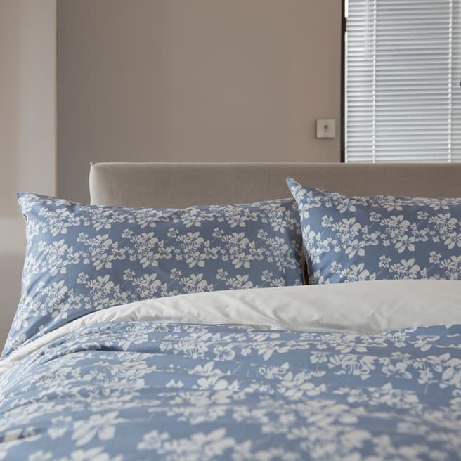 The White Room Blue/White Floral Silhouette Cotton Single Duvet Set