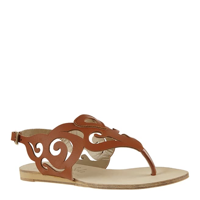 French Sole Tan Leather Glastonbury Cut Out Gladiator Sandals