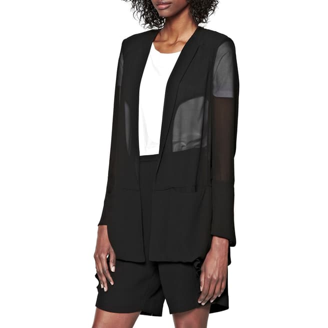 French Connection Black Shimmer Spell Semi-Sheer Jacket