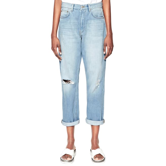 French Connection Blue High Rise Distressed Boyfriend Jeans