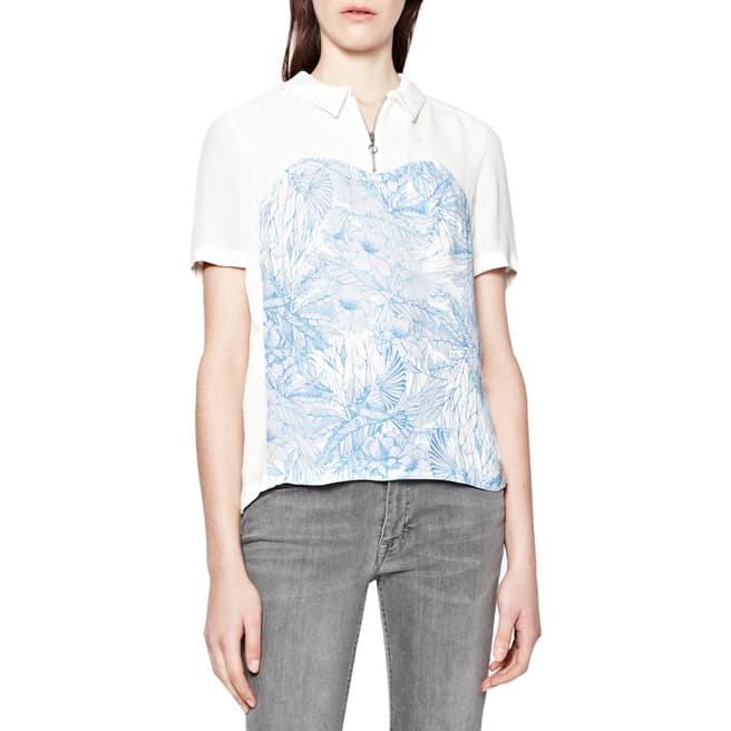 French Connection Blue Flight Of Fancy Floral Shirt