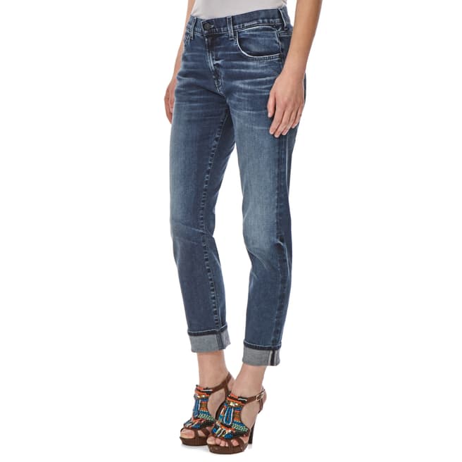 7 For All Mankind Mid Blue Relaxed Stretch Skinny Jeans
