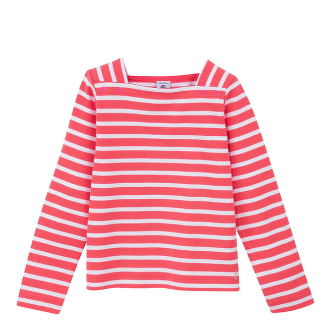 Petit Bateau Girl's Pink Stripe Nautical Jersey Top