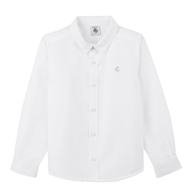 Petit Bateau Boy's White Linen/Cotton Shirt
