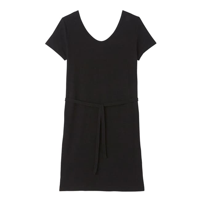 Petit Bateau Black V-Neck Linen Jersey Dress