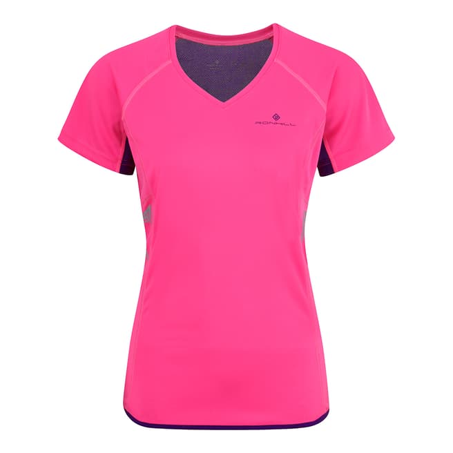 Ronhill Women's Pink/Purple Vizion Short Sleeve T Shirt