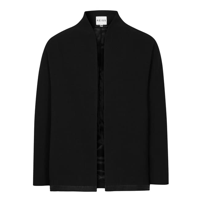 Reiss Black Open Front Hatto Wool Jacket