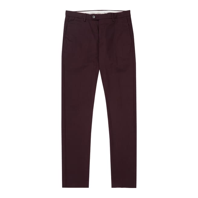 Reiss Burgundy Shelter Cotton Twill Trousers