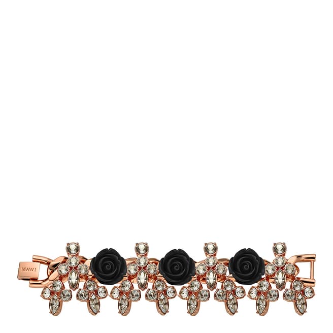 Mawi Black Rose Bracelet with Sprig Crystals