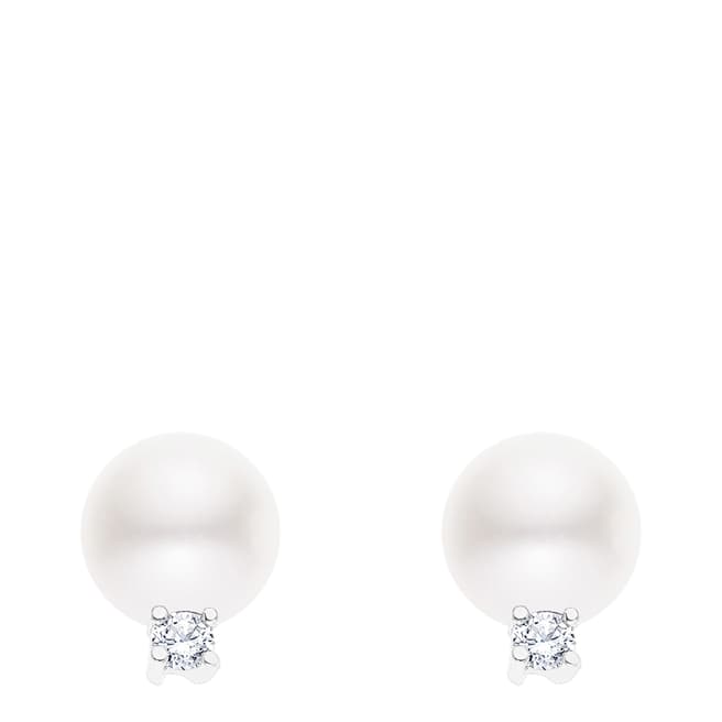 Just Pearl White/Silver Freshwater Pearl Stud Earrings