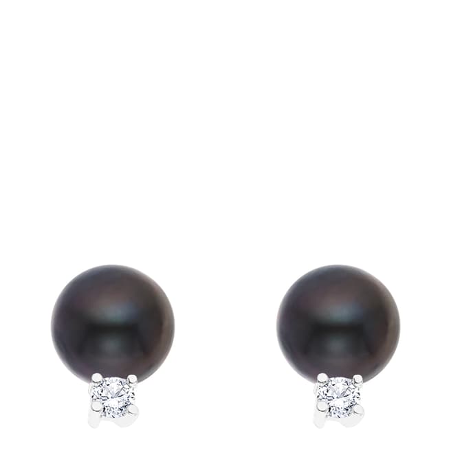 Just Pearl Black Tahitian/Silver Freshwater Pearl Stud Earrings