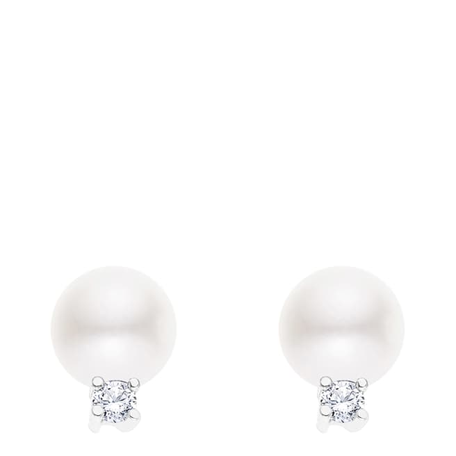 Just Pearl White/Silver Freshwater Pearl Stud Earrings