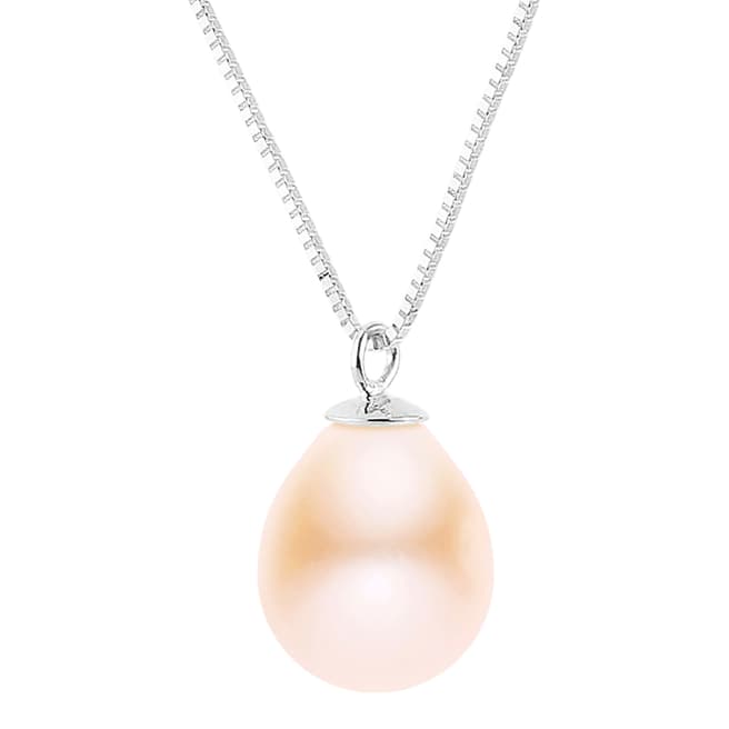 Just Pearl Pink/Silver Freshwater Pearl Drop Necklace