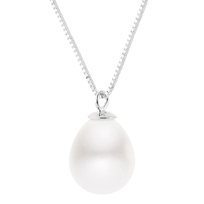 Just Pearl White/Silver Freshwater Pearl Drop Necklace