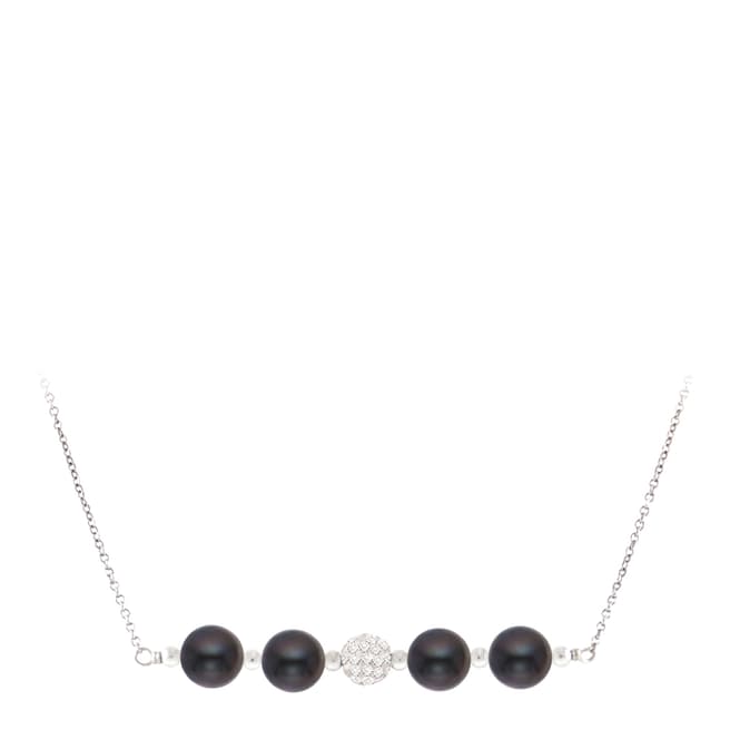 Just Pearl Black Round Pearl Necklace