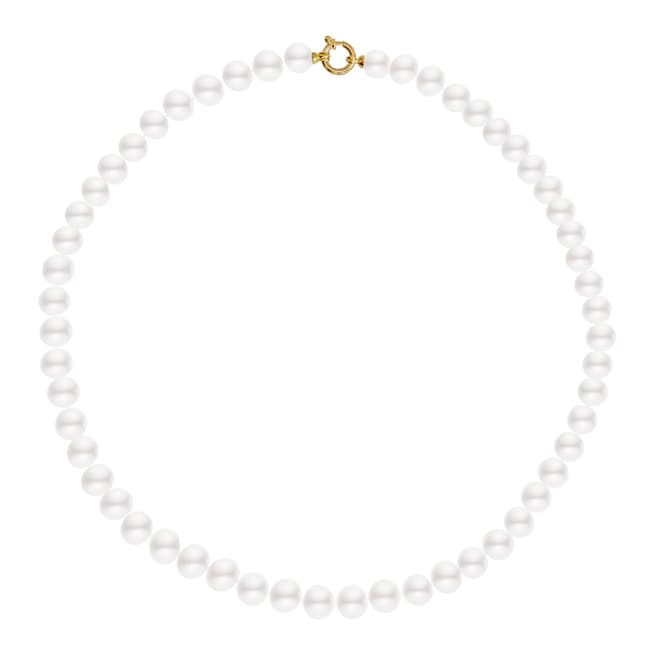 Mitzuko White/Gold Freshwater Pearl Choker Necklace 9-10mm