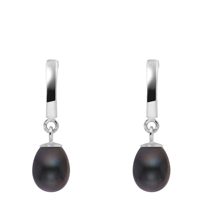 Just Pearl Black Tahitian Freshwater Pearl Drop Earrings 6-7mm