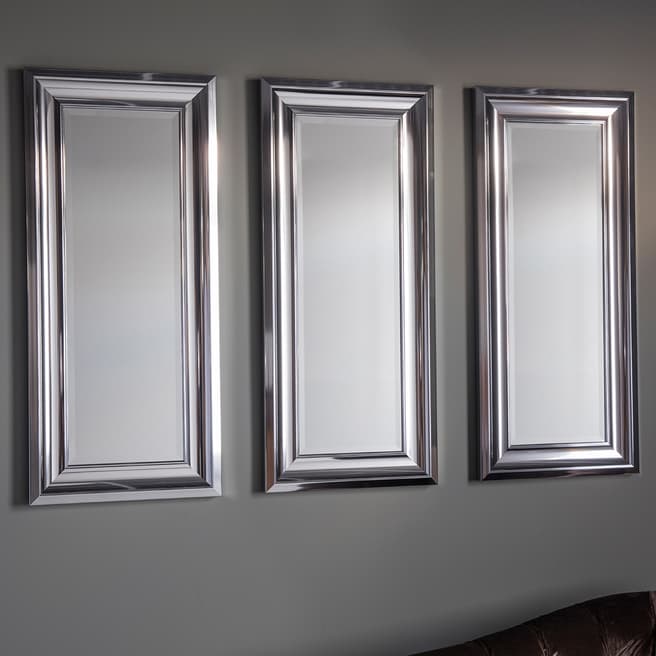 Gallery Living Silver Bowen Set of 3 Wall Mirrors 91x40cm