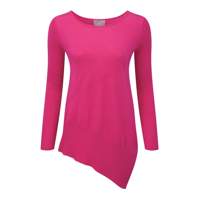 Pure Collection Summer Pink Featherweight Cashmere Seamed Jumper