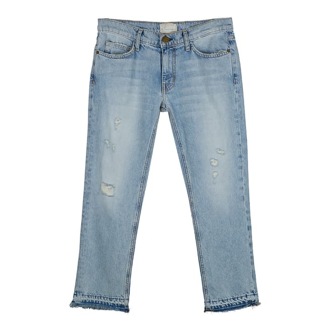 Current Elliott Light Azure Cropped Cotton Blend Low Rise Straight Jeans