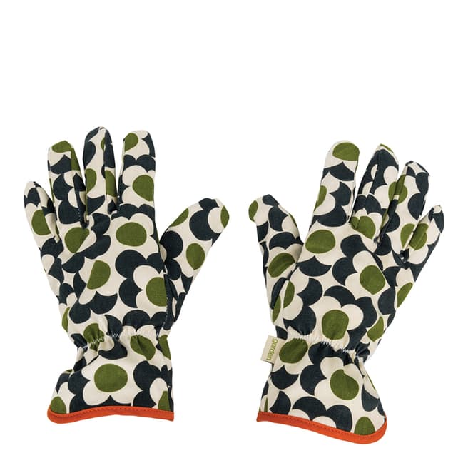 Orla Kiely Olive Green Cotton Flower Tile Potting Gloves