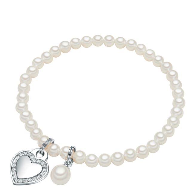Perldesse Silver Pearl Charm Bracelet 17cm 4mm