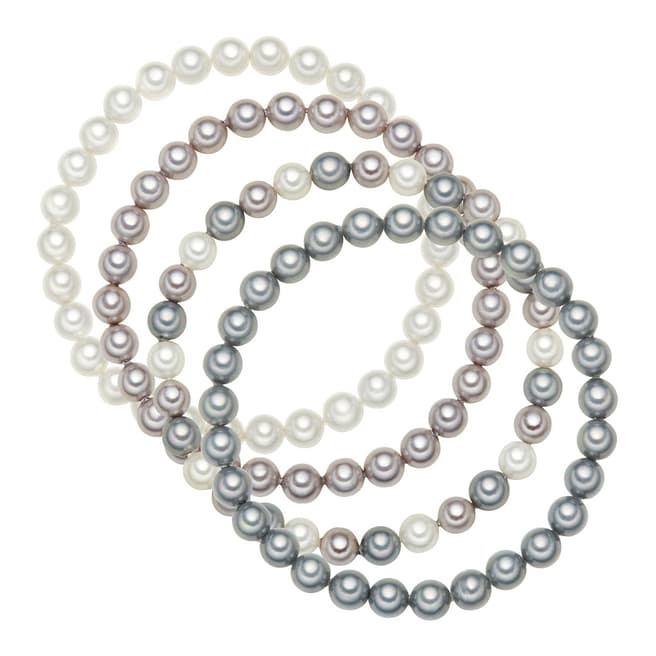 Perldesse White/Lilac/Grey Pearl Bracelet Set 6mm