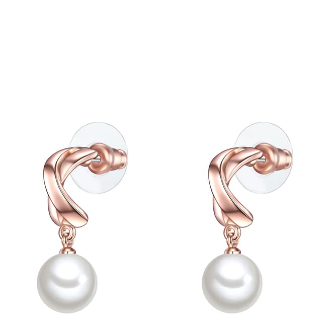 Perldesse Rose Gold White Pearl Drop Earrings