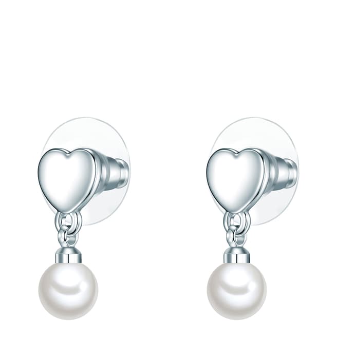 Perldesse White Pearl Heart Shaped Drop Earrings 6mm