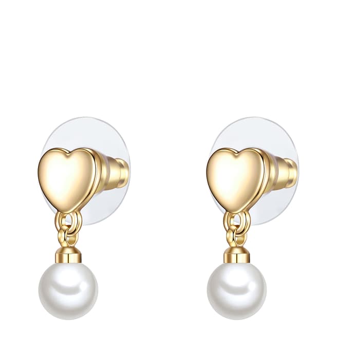 Perldesse White Pearl Heart Shaped Drop Earrings 6mm