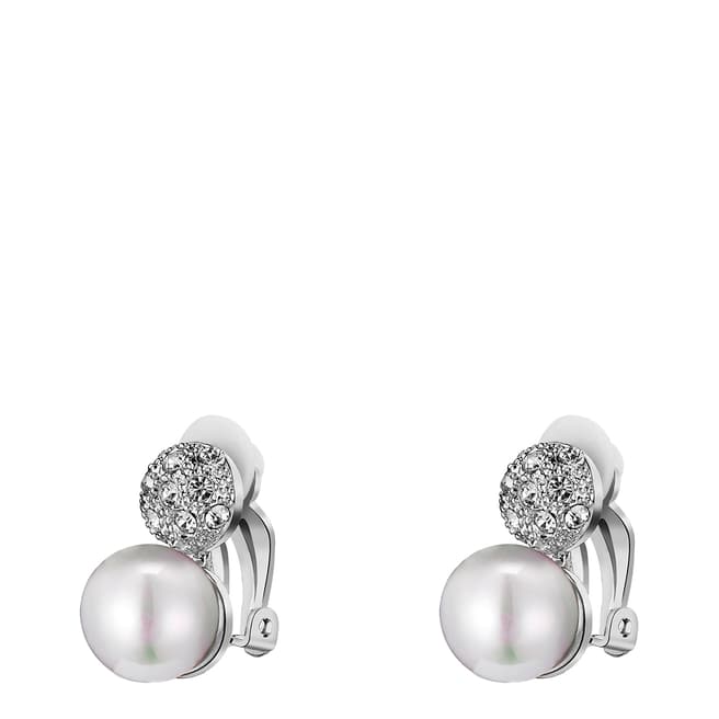 Caromay Silver Pearl Crystal Earrings