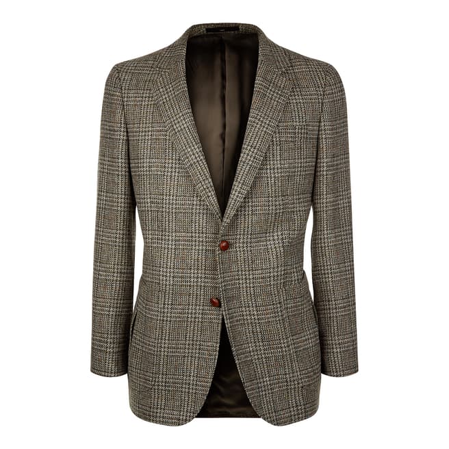 Jaeger Olive Classic Pow Tweed Wool Jacket