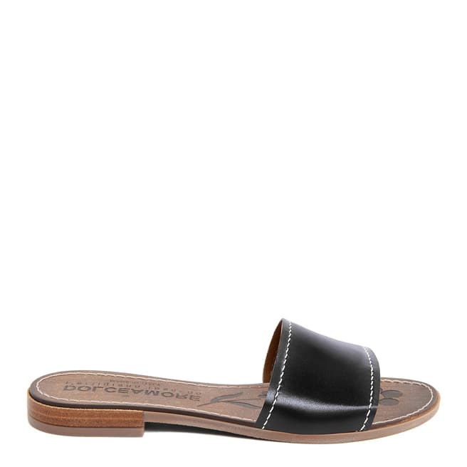 Dolce Amore Black Leather Slide Sandals