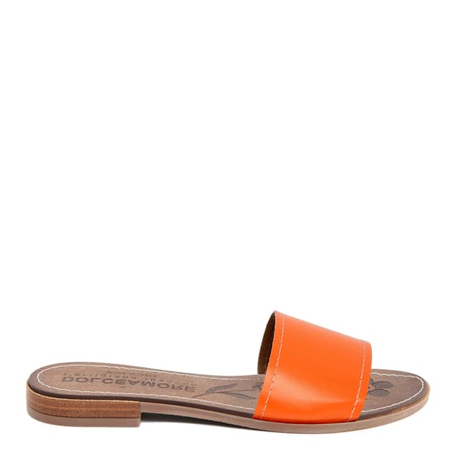 Dolce Amore Orange Leather Slide Sandals