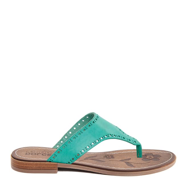 Dolce Amore Aqua Green Leather Flip Flop Sandals
