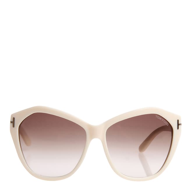 Tom Ford Women's Angelina Ivory/Brown Lens Sunglasses 61mm