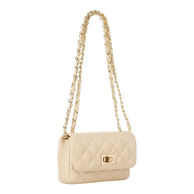 Pelletteria Lisa Cream Leather Quilted Clutch Bag